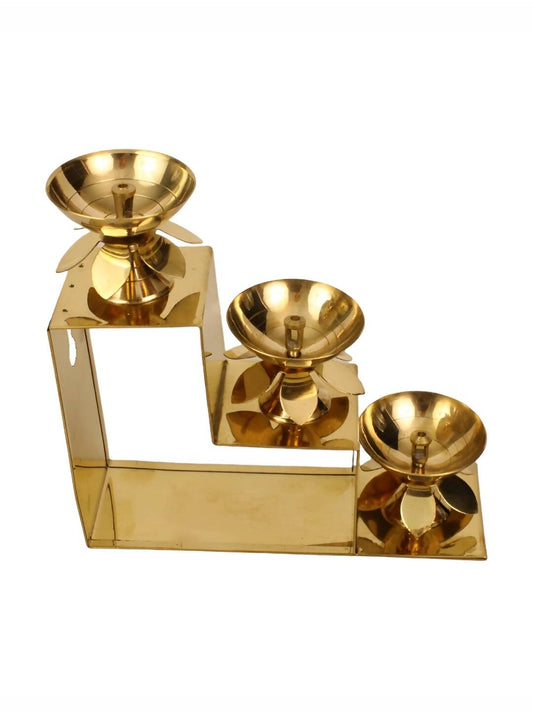 Spillbox Gold-Tone Brass 3 Step Diya | Swadesiicart