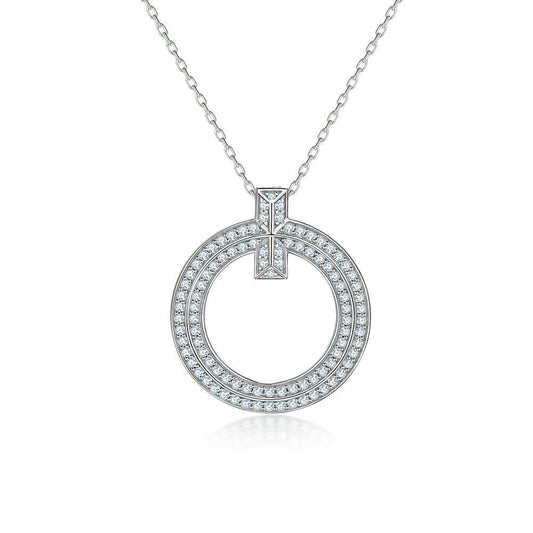 Cauer Elegant 14K White Gold Plated Moissanite Pendant Necklace | Swadesiicart