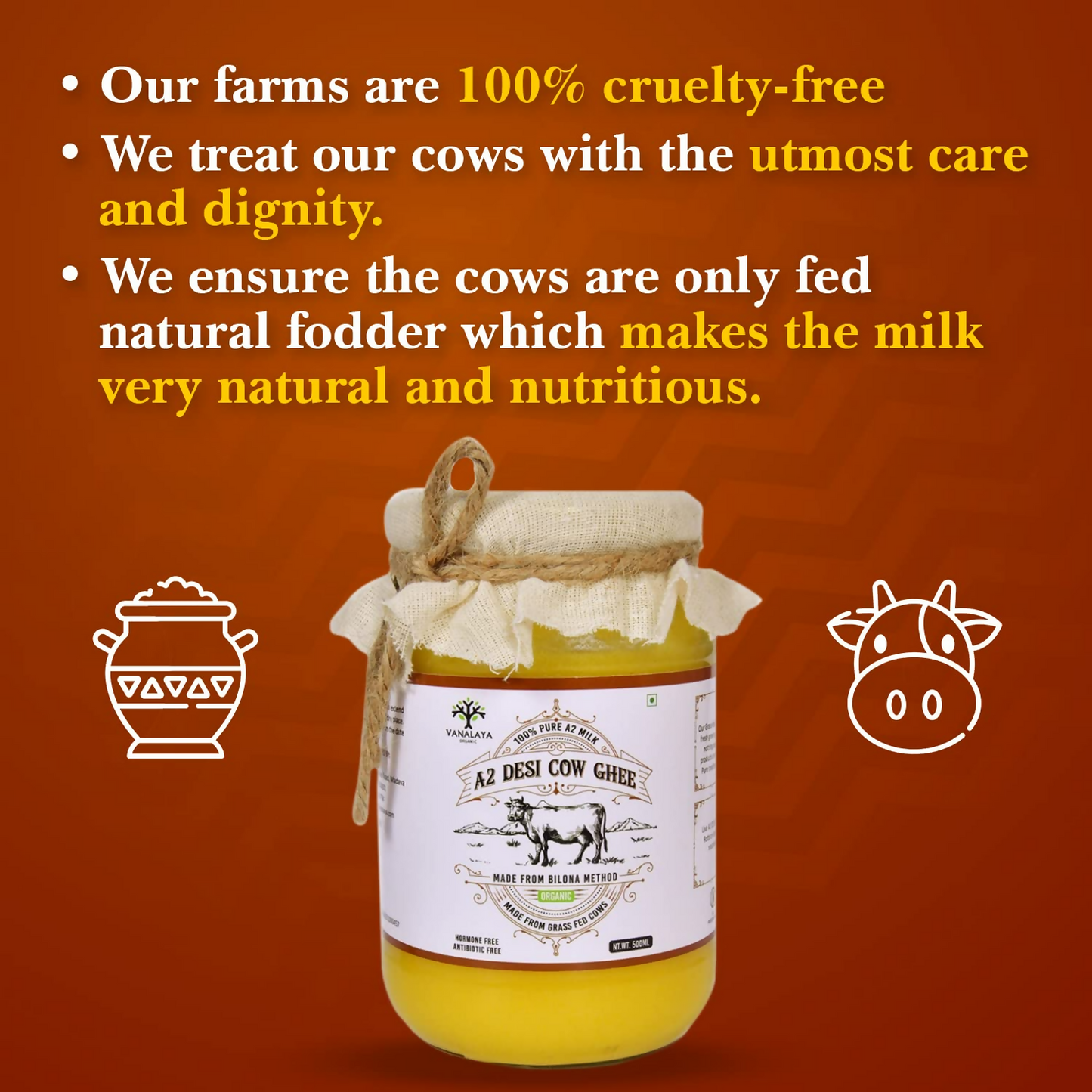 Vanalaya A2 Desi Cow Ghee Prepared By Traditional Bilona Method | Swadesiicart