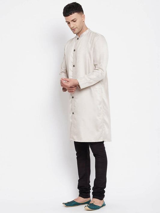 Even Apparels Beige Rayon Men's Sherwani Kurta With Open Front | Swadesiicart