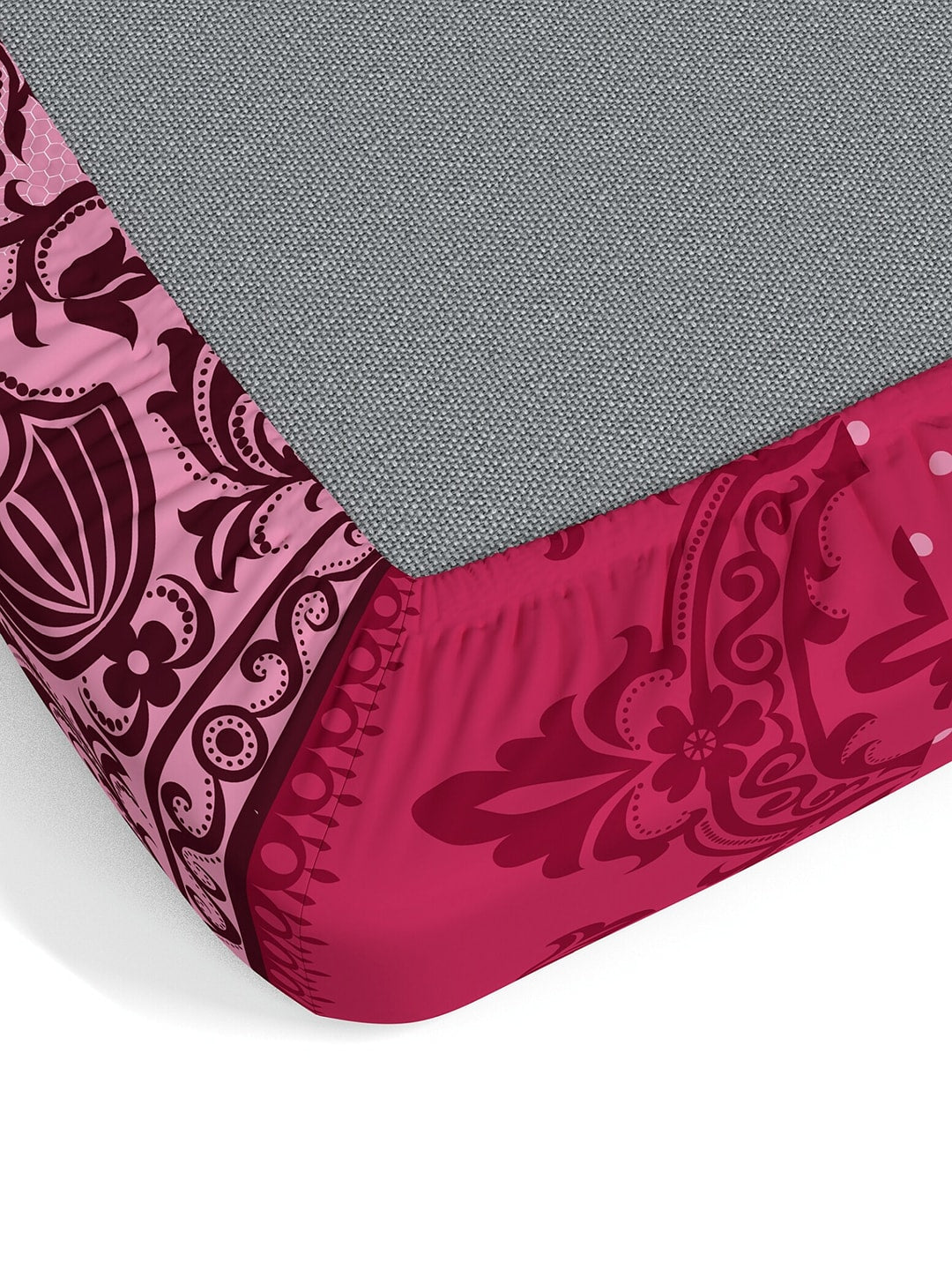 Dreamscape Pink & Cream-Coloured 140 TC Pure Cotton King Bedsheet with 2 Pillow Covers - Swadesiicart