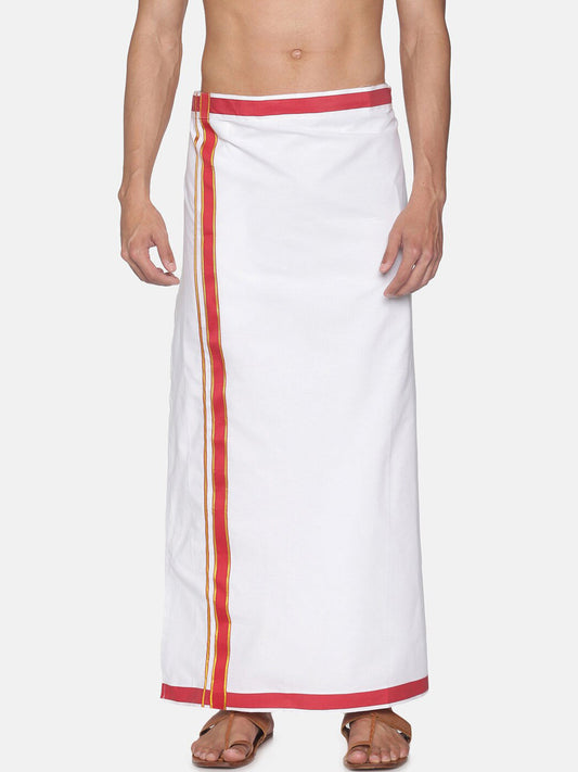 Sethukrishna Men White Solid Cotton Readymade Dhoti | Swadesiicart