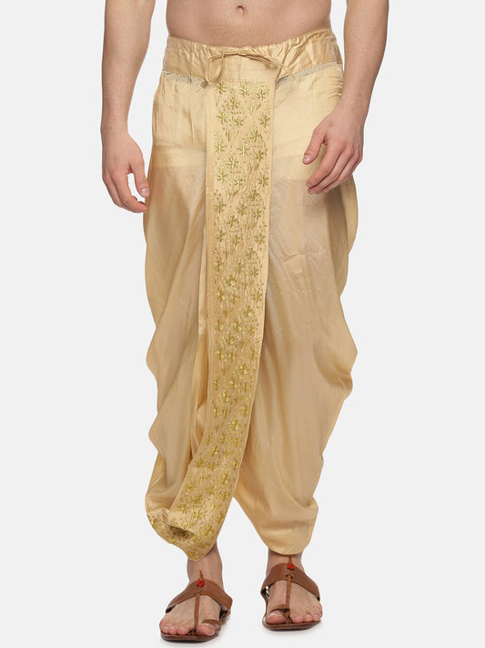 Sethukrishna Men Golden Embroidered Dhoti Pant | Swadesiicart