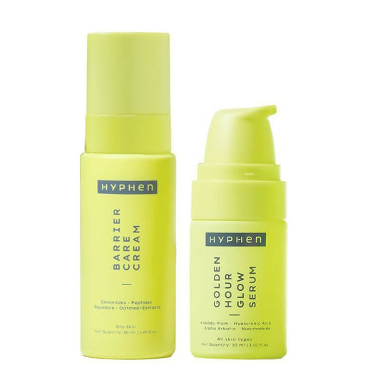 Hyphen By Kriti Sanon Daily Night Care Routine with Glow Serum & Barrier Care Cream For Oily & Combination Skin | Swadesiicart