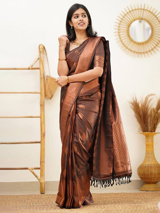 Kalini Ethnic Motifs Woven Design Zari Banarasi Saree | Swadesiicart