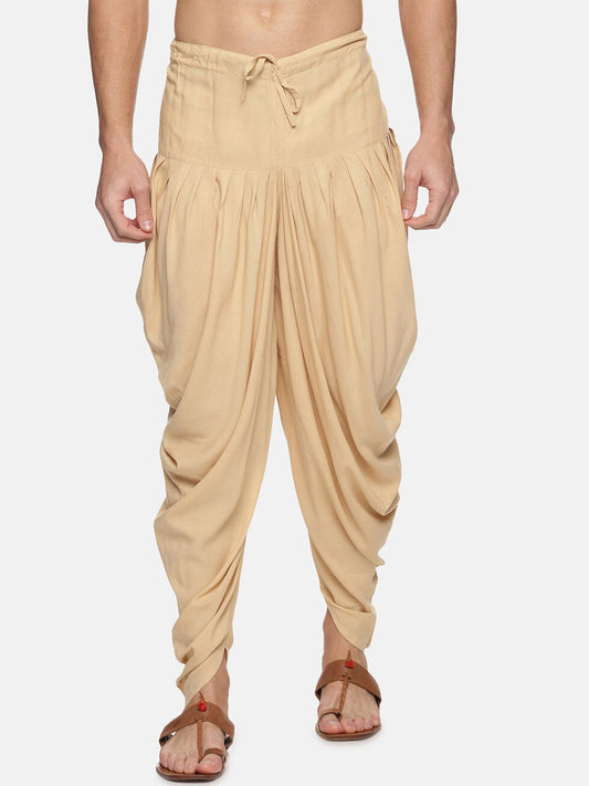 Sethukrishna Men Beige Solid Dhoti Pant | Swadesiicart
