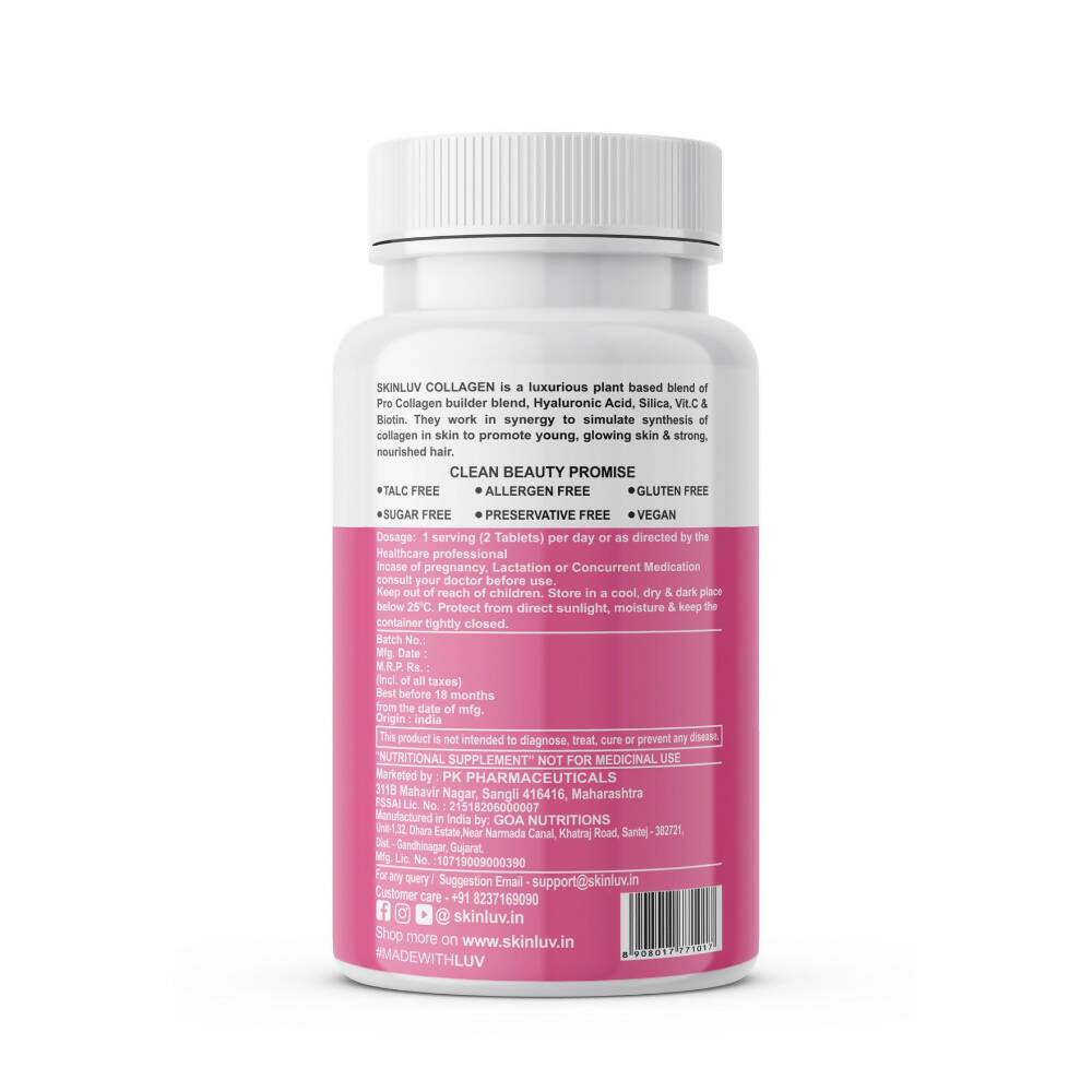 SkinLuv Plant Based Vegan Collagen Builder Sugar Free Veg Tablets - Swadesiicart