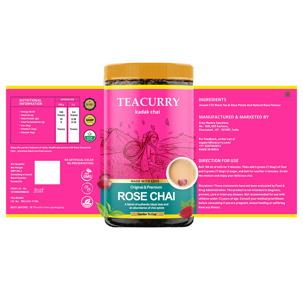 Teacurry Rose Chai Powder - Swadesiicart