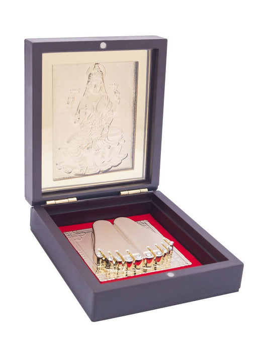 Golden Peacock Brown & 24 Ct Gold Foil Laxmi Ji Pooja Box | Swadesiicart