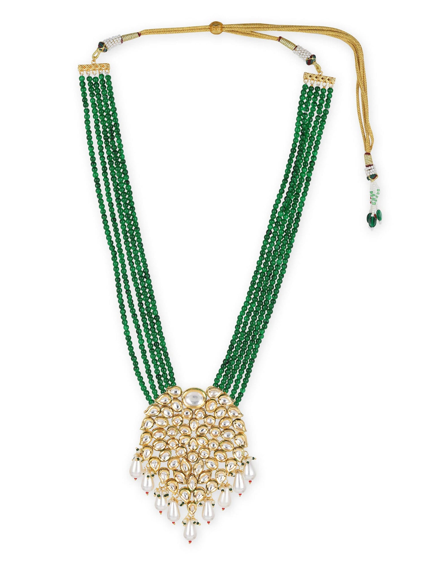 Gold-Toned Green Brass Gold-Polished Necklace - Ruby Raang | Swadesiicart