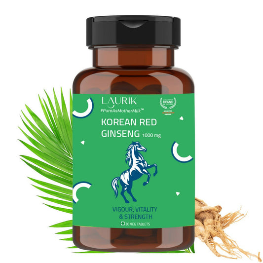 Laurik Koren Red Ginseng 1000Mg Tablets For Men | Natural Plant-Based Supplement For Energy & Stamina | Swadesiicart