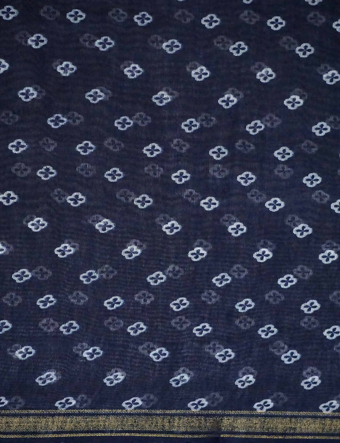Shades Of Navy Blue Floral Design Semi Chanderi Saree By Gayathri Reddy Designer Studio | Swadesiicart