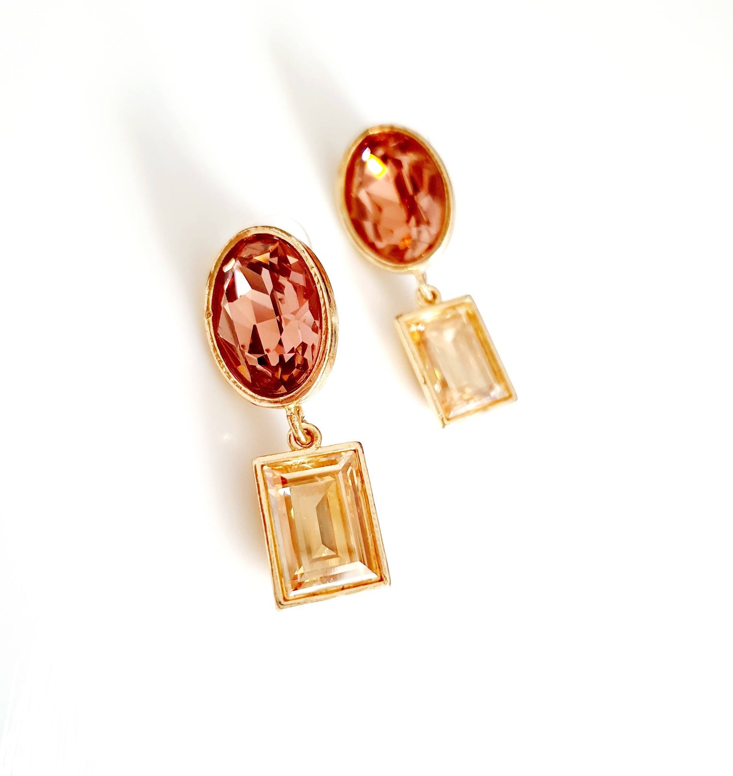 Bling Accessories Swarovski Golden Shadow Crystal Earrings | Swadesiicart