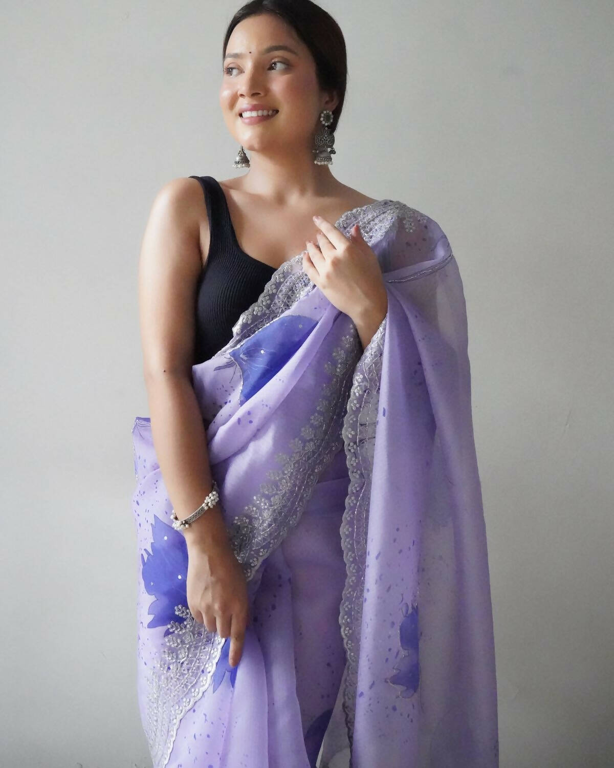 Vamsee Blue Organza Saree - Swadesiicart