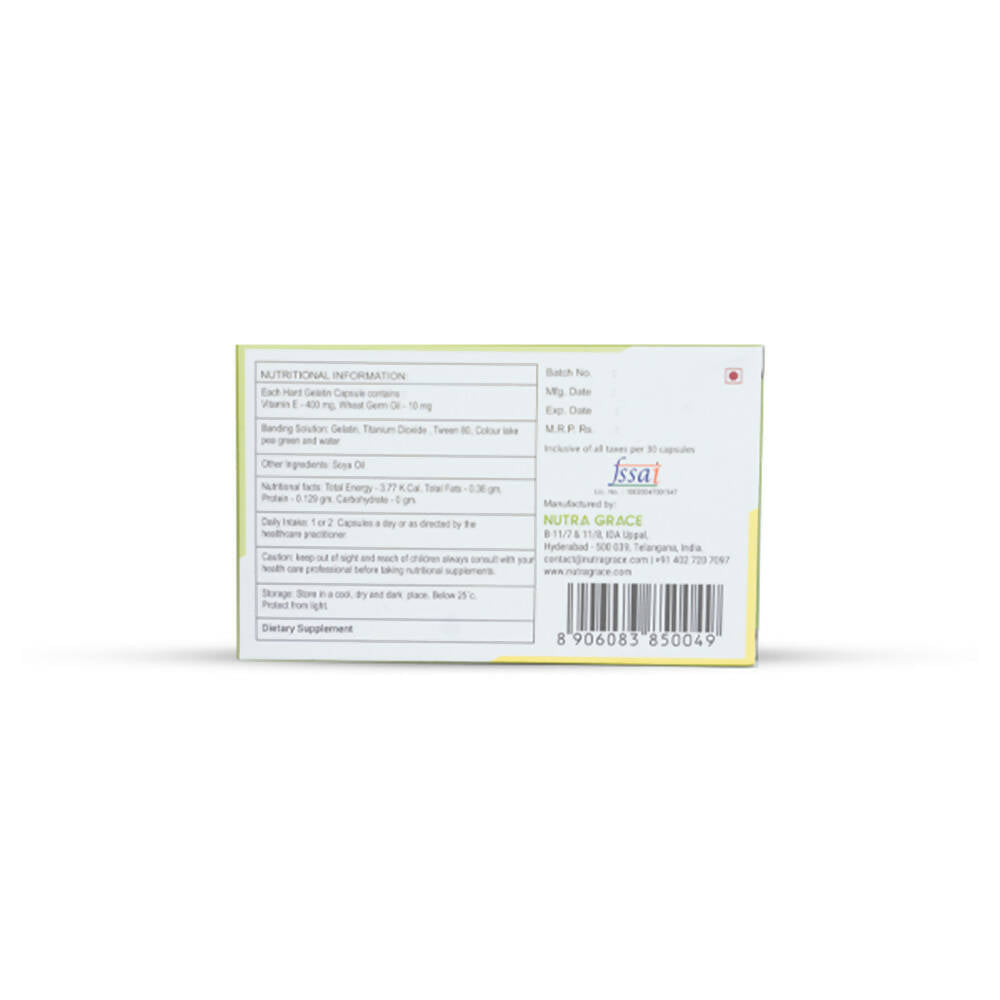 Nutra Grace Vitamin E 400mg + Wheat Germ Oil 10mg Capsules - Swadesiicart