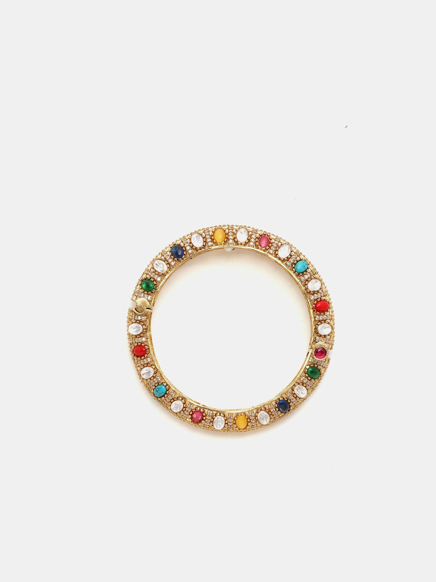 Ruby Raang 22k Gold Polished Multi Kundan Bracelet | Swadesiicart