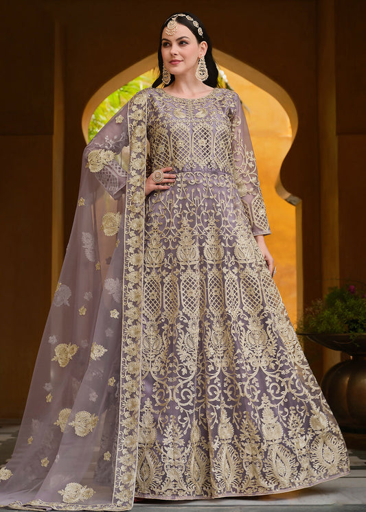 Pretty Pink Pure Butterfly Net Wedding Wear Anarkali Suit - Emponline | Swadesiicart
