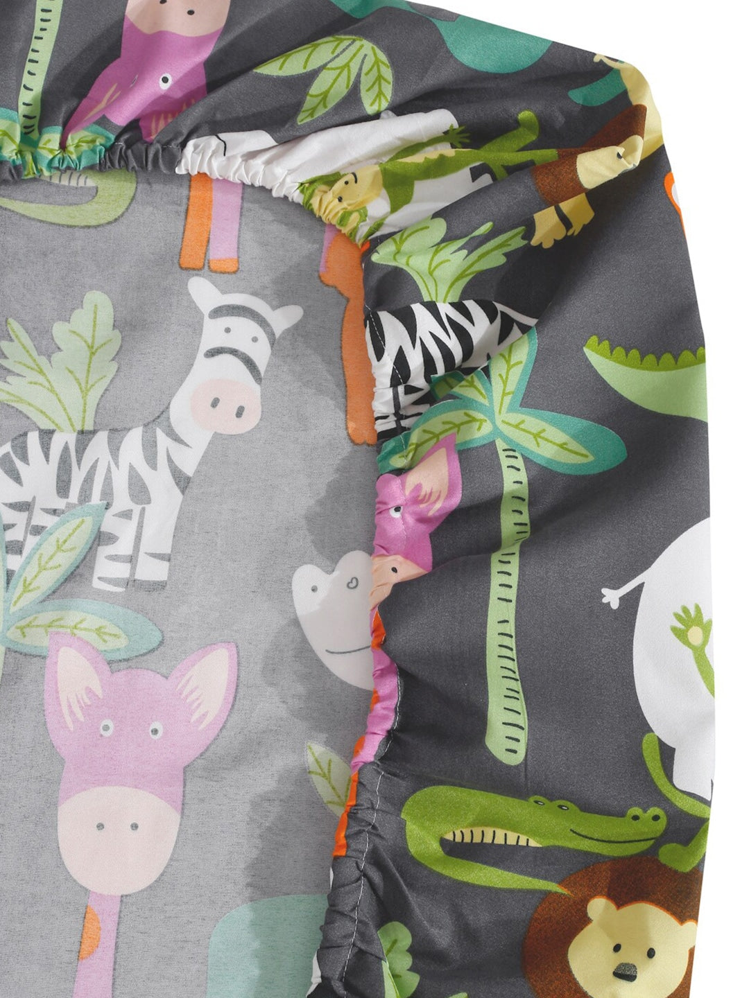 KLOTTHE Grey & Orange Cartoon Character Printed 300 TC King Bedsheet With 2 Pillow covers - Swadesiicart