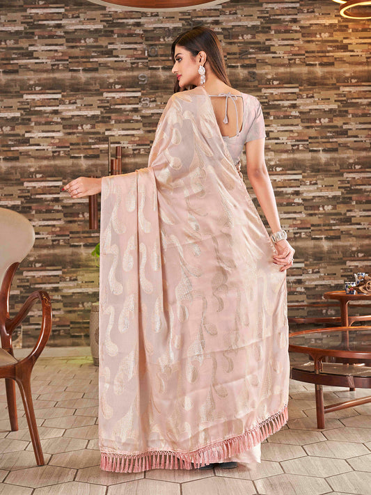 Tikhi Imli Woven Design Satin Jacquard Ready to Wear Saree | Swadesiicart