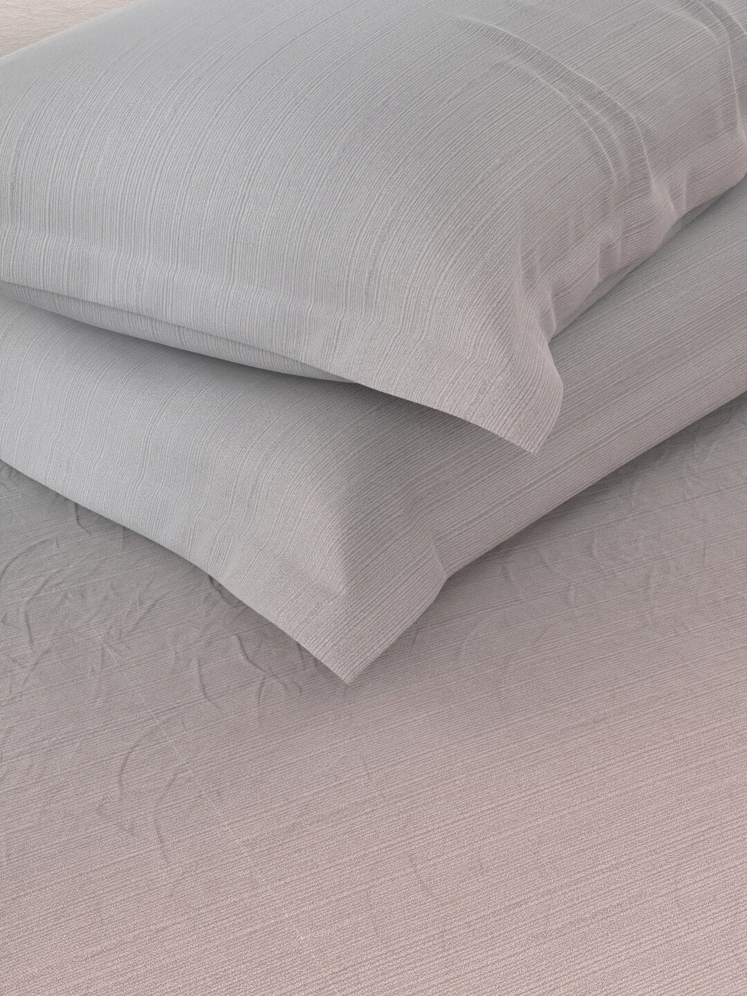 Nautica Grey & Pink 160 TC King Bedsheet With 2 Pillow Covers - Swadesiicart