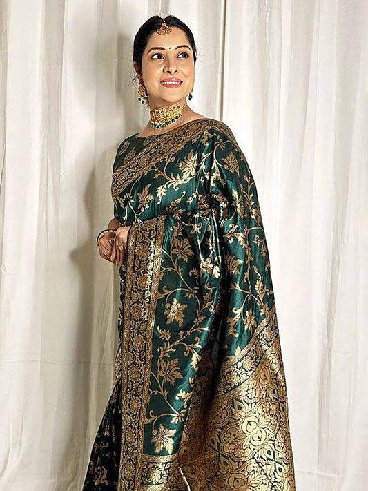Kalini Floral Woven Design Banarasi Saree | Swadesiicart