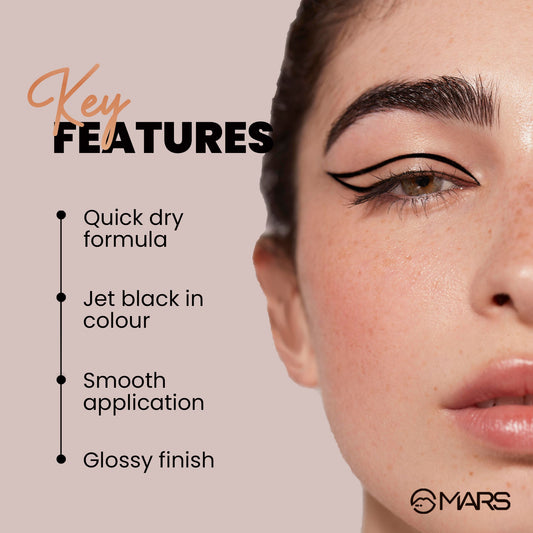 MARS Cosmetics Glossy Liquid Eyeliner - Black - Swadesiicart