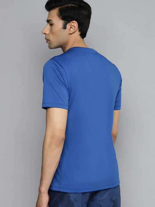 Alcis Men Blue Typography Printed Slim Fit Training Or Gym T-shirt | Swadesiicart
