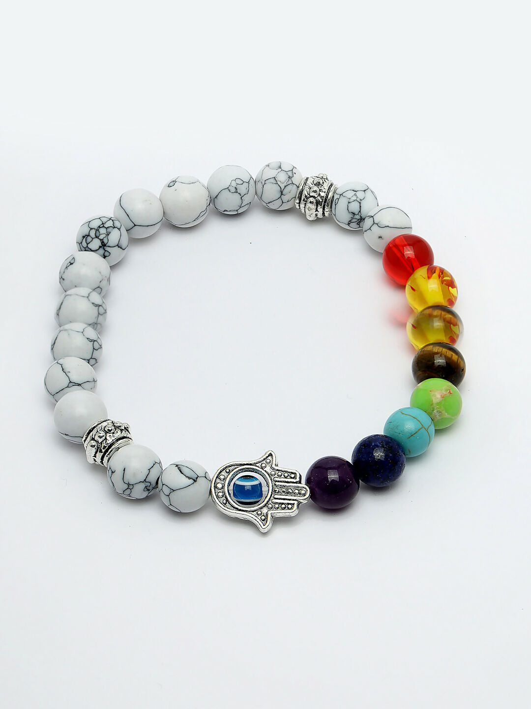 NVR Men & Women Multi Colour Marbel Crystal Elasticated Bracelet - Swadesiicart