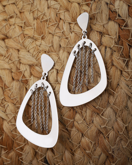 Gold-Polished With Cz Triangular Drop Earring For Women - Wahe Jewels - Swadesiicart