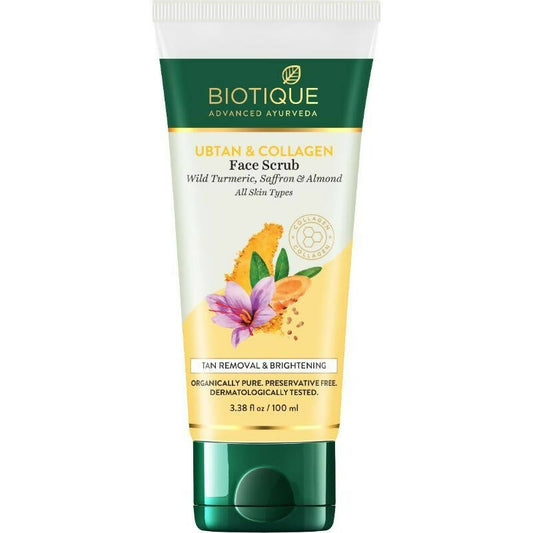 Biotique Advanced Ayurveda Ubtan & Collagen Face Scrub - Swadesiicart