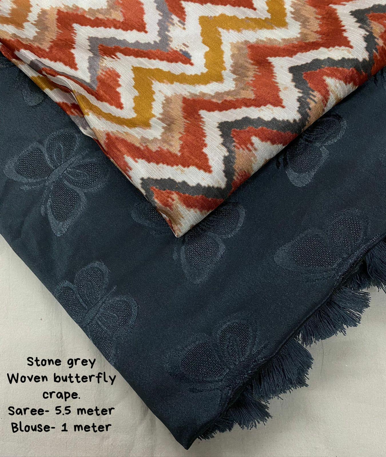 Grey Silk Blend Ethnic Motifs Saree with Unstitched Blouse - Hiral Fashion | Swadesiicart