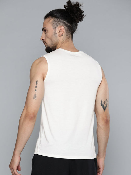 Alcis Men Off White Typography Printed Slim Fit Gym T-shirt | Swadesiicart