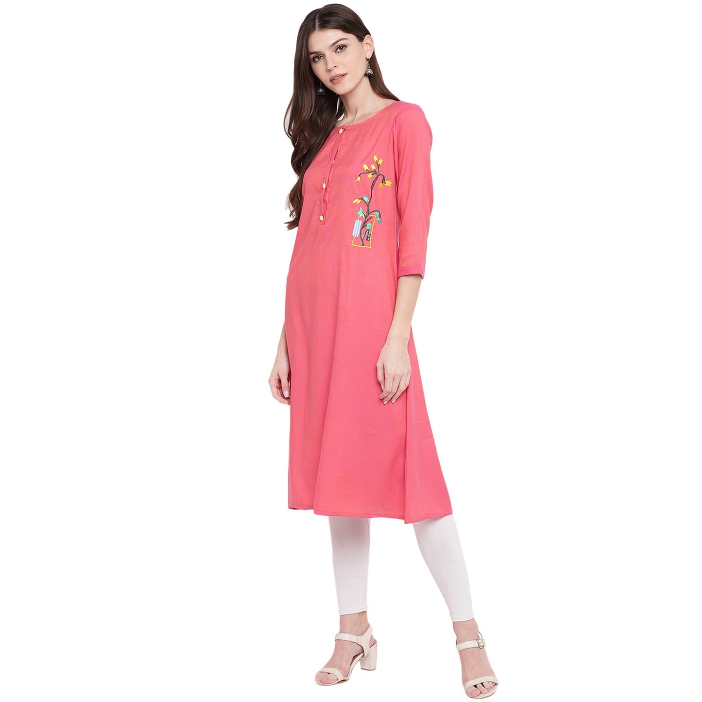 NOZ2TOZ Women's Light Pink A-Line Kurta- (1pc set) - Swadesiicart