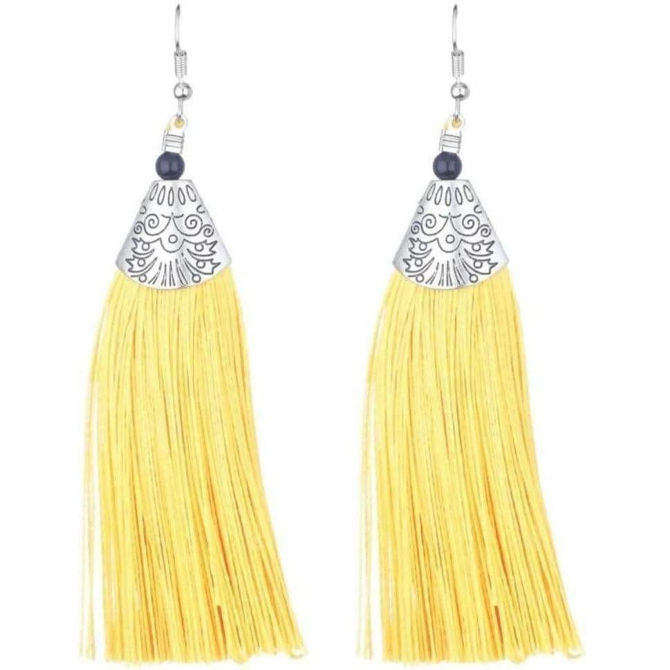 MS Fashion India Yellow Fringe Earrings | Swadesiicart