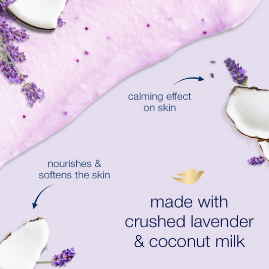 Dove Exfoliating Body Polish Scrub With Crushed Lavender And Coconut Milk - Swadesiicart