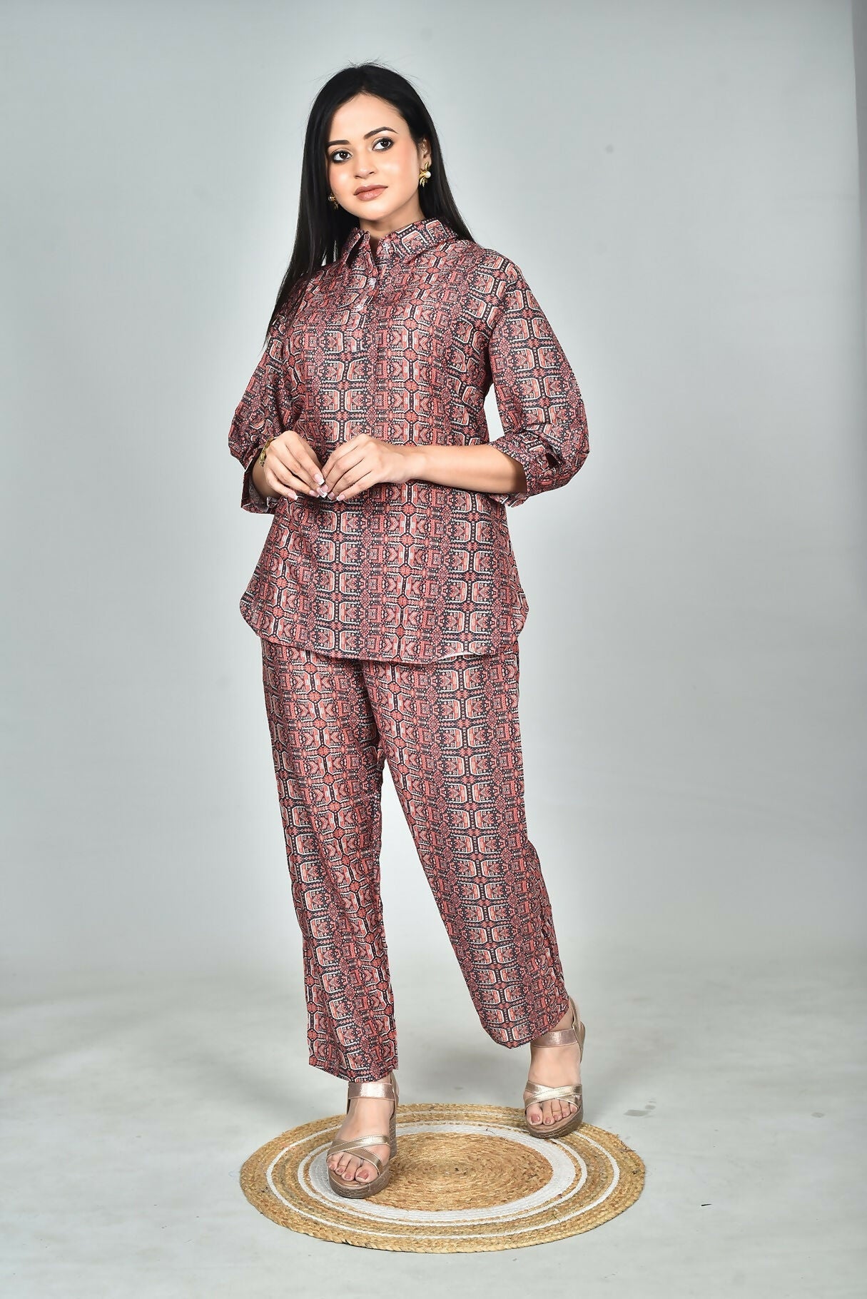 Morchari Digital Print Semi Muslin Co-Ord Set Top & Trouser-Multicolor - Swadesiicart