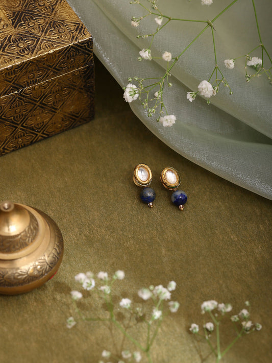 Ruby Raang Blue Lapis Lazuli Kundan Studs | Swadesiicart