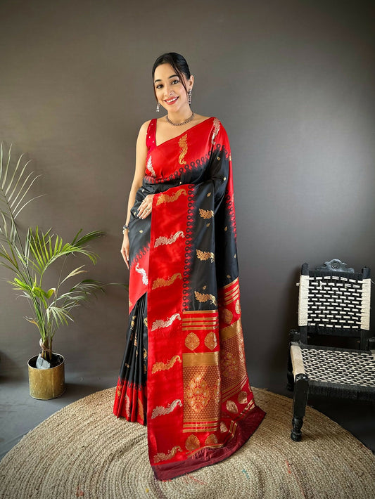 Joban Fashion Green Peacock,Butti Banarasi Silk Sarees | Swadesiicart