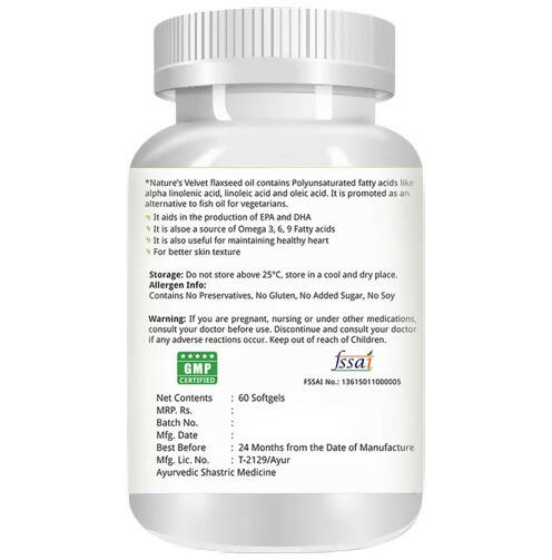 Nature's Velvet Flaxseed Oil Capsules - Swadesiicart