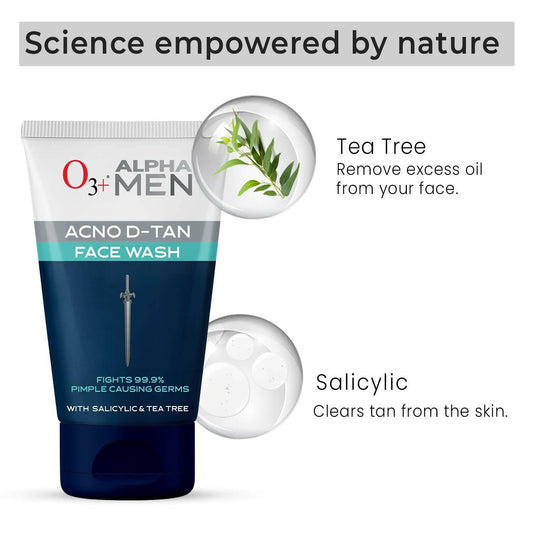 Professional O3+ Alpha Men Acno D-TAN Face Wash with Tea Tree - Swadesiicart