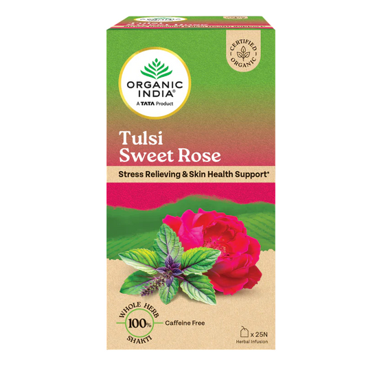 Organic India Tulsi Sweet Rose 25 Tea Bags - Swadesiicart