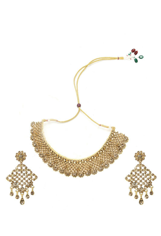 Mominos Fashion Johar Kamal Traditional Rajwadi Design Heavy Golden Color Choker Set | Swadesiicart