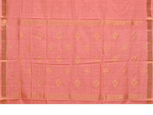 Baby Pink Uppada Cotton Handloom Saree with Assorted Buta Pallu Design - Global Threads | Swadesiicart