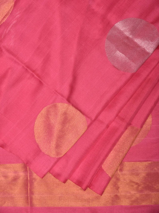 Baby Pink Uppada Silk Handloom Saree with Big Round Body Buta Design - Global Threads | Swadesiicart