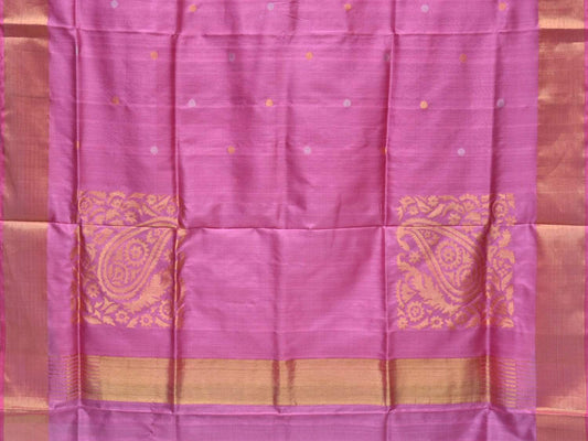 Baby Pink Uppada Silk Handloom Saree with Corner Mango Pallu Design - Global Threads | Swadesiicart