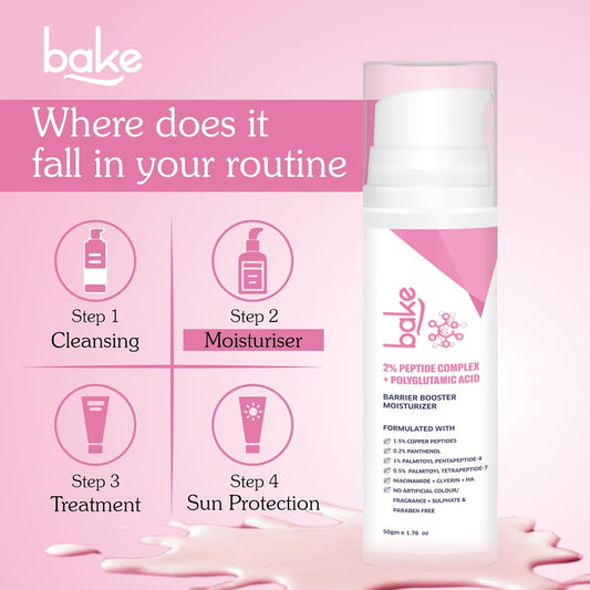 Bake Super Glow+ Glazed Peptide Barrier Repair Moisturizer | Swadesiicart