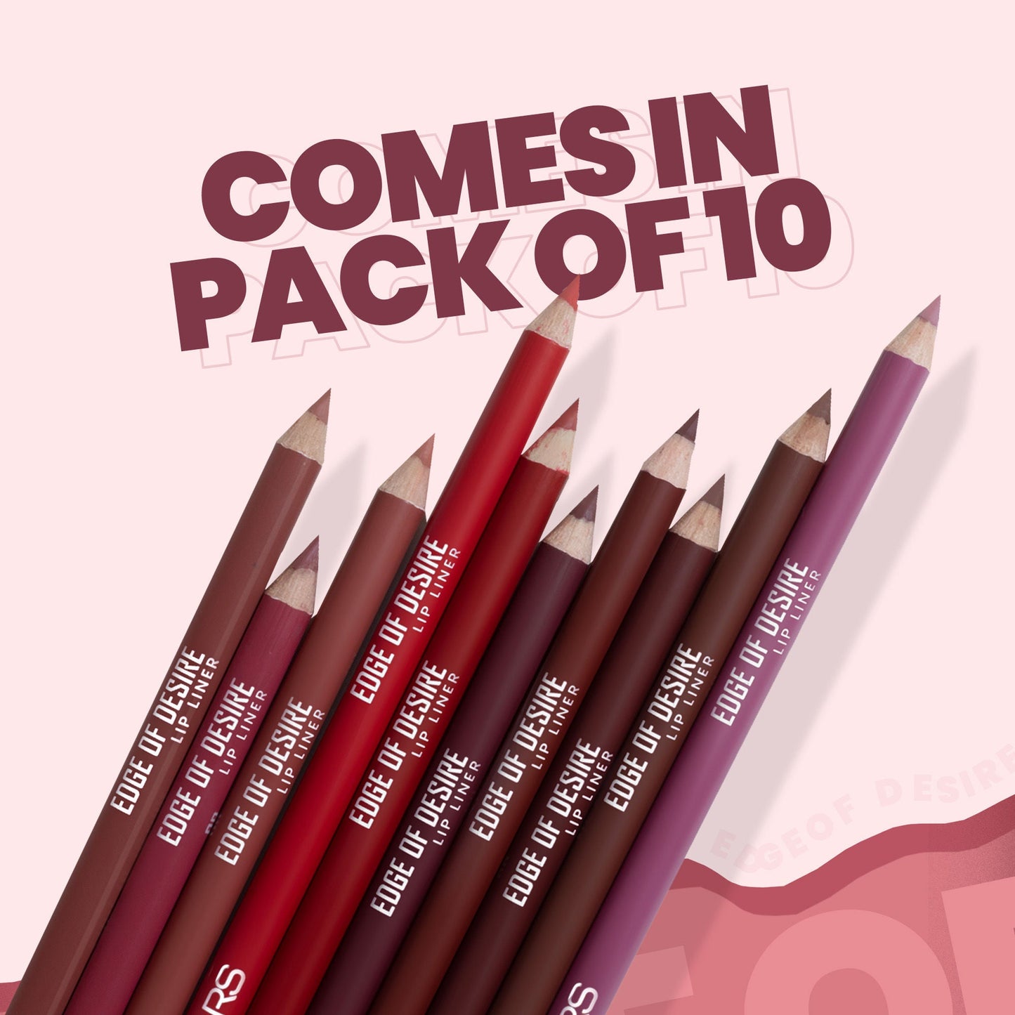 MARS Cosmetics Matte Lip Liner Pack of 10 - Set A - Swadesiicart