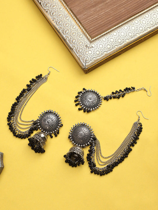 Cardinal Black Oxidised Maang Tikka Set | Swadesiicart