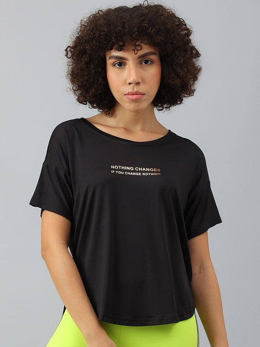 MKH Women Typography Printed Dri-FIT Sports T-shirt - Swadesiicart