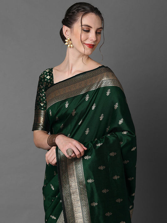 Mitera Ethnic Motifs Woven Design Zari Silk Blend Banarasi Saree | Swadesiicart